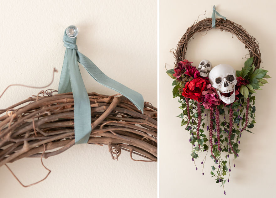 Bones & Blooms Halloween Wreath