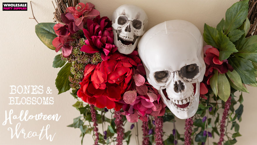 Bones & Blooms Halloween Wreath