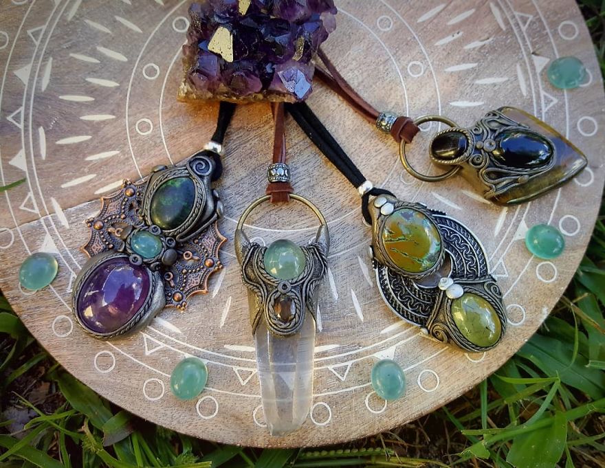 Clay Artist Turns Healing Crystals And Clay Into Stunning Pieces Of Wearable Artwork!