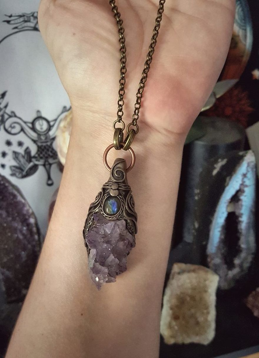 Clay Artist Turns Healing Crystals And Clay Into Stunning Pieces Of Wearable Artwork!