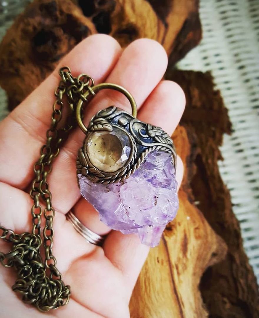 Clay Artist Turns Healing Crystals And Clay Into Stunning Pieces Of Wearable Artwork!