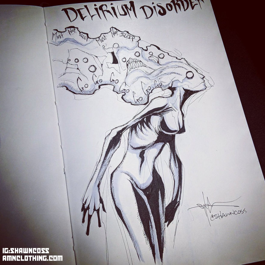 Illustration depicting Delirium Disorder, highlighting mental illness stigma with abstract, surreal figures.