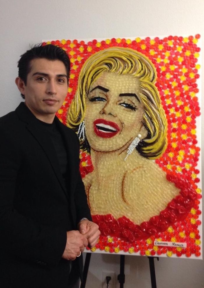 Celebrity Portraits Made Of Thousands Of Sweets Celebrity Portraits Made Of Thousands Of Sweets