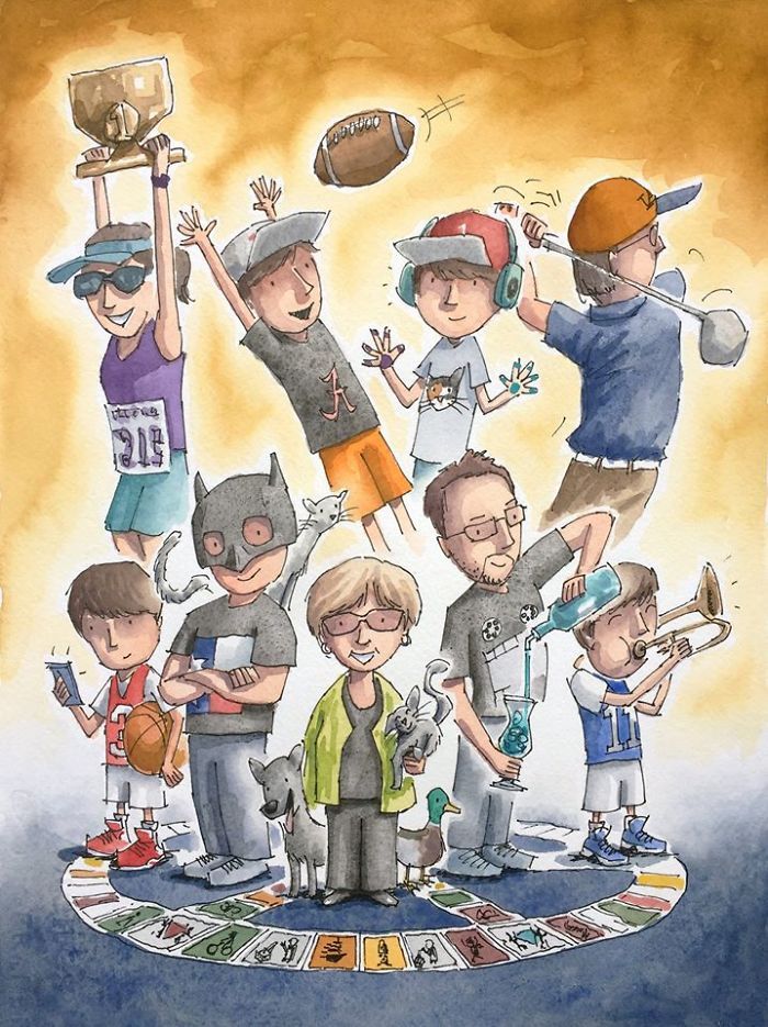 I Created A Watercolor Illustration For My Family's Baby Announcement, And Years Later Custom Illustrations Are My Business