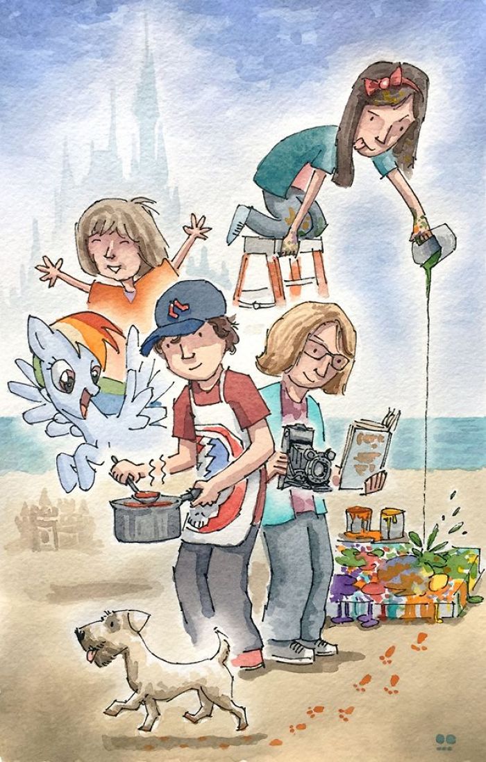 I Created A Watercolor Illustration For My Family's Baby Announcement, And Years Later Custom Illustrations Are My Business