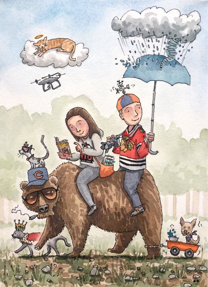 I Created A Watercolor Illustration For My Family's Baby Announcement, And Years Later Custom Illustrations Are My Business
