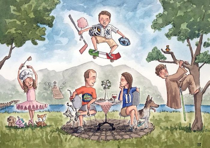 I Created A Watercolor Illustration For My Family's Baby Announcement, And Years Later Custom Illustrations Are My Business