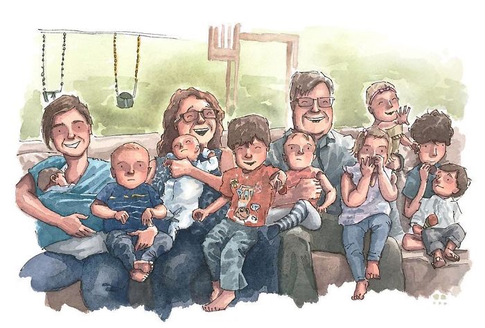 I Created A Watercolor Illustration For My Family's Baby Announcement, And Years Later Custom Illustrations Are My Business