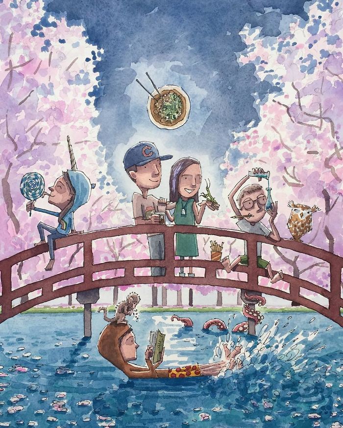 I Created A Watercolor Illustration For My Family's Baby Announcement, And Years Later Custom Illustrations Are My Business