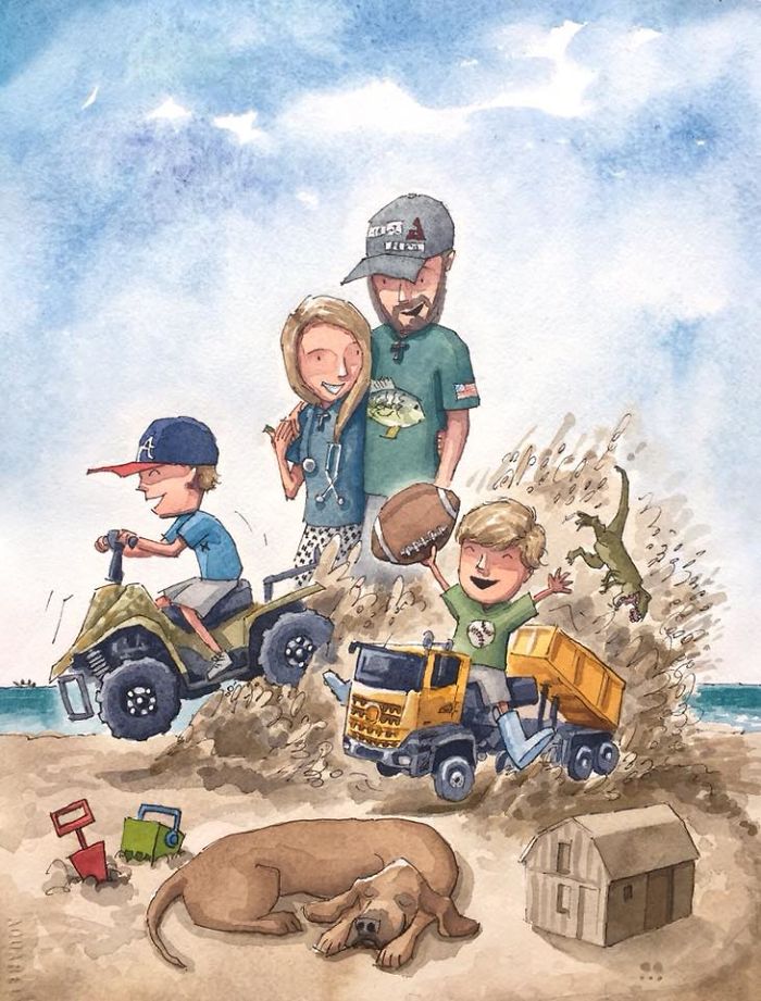 I Created A Watercolor Illustration For My Family's Baby Announcement, And Years Later Custom Illustrations Are My Business