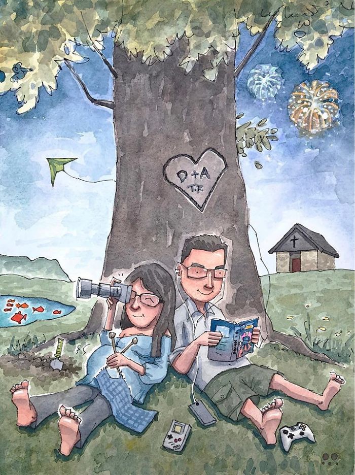 I Created A Watercolor Illustration For My Family's Baby Announcement, And Years Later Custom Illustrations Are My Business