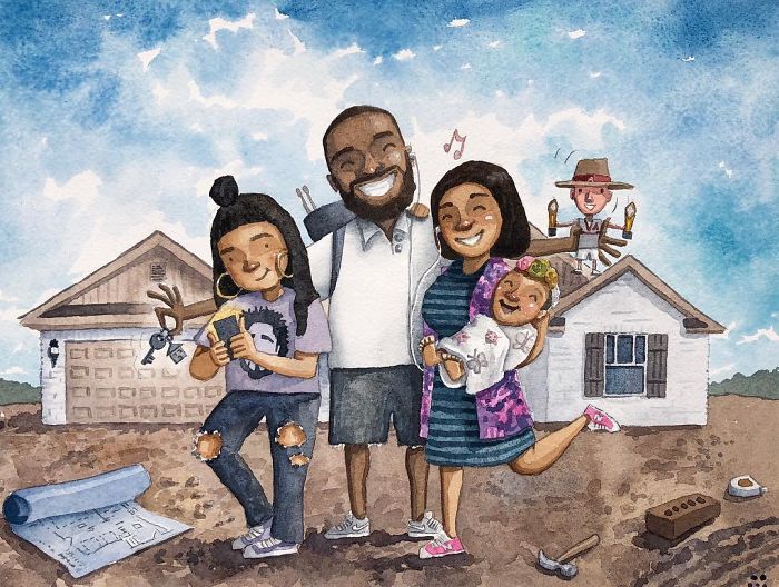 I Created A Watercolor Illustration For My Family's Baby Announcement, And Years Later Custom Illustrations Are My Business