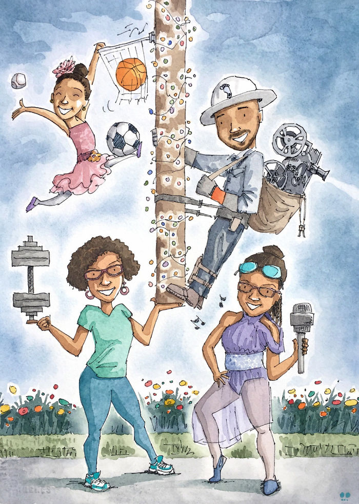 I Created A Watercolor Illustration For My Family's Baby Announcement, And Years Later Custom Illustrations Are My Business