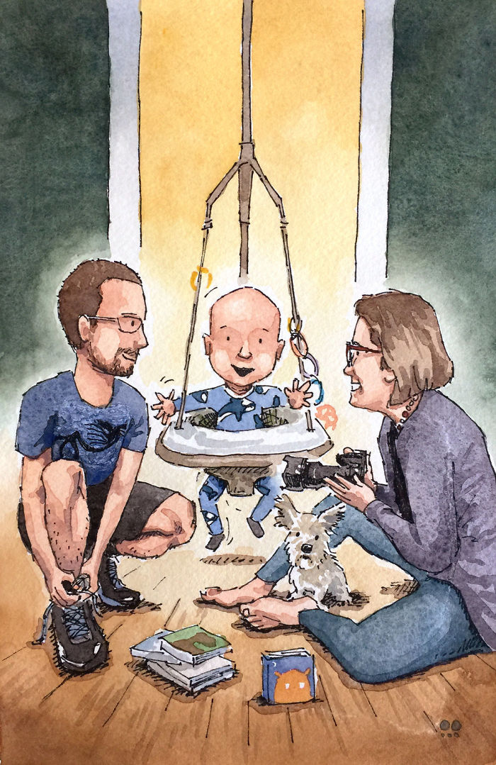 I Created A Watercolor Illustration For My Family's Baby Announcement, And Years Later Custom Illustrations Are My Business