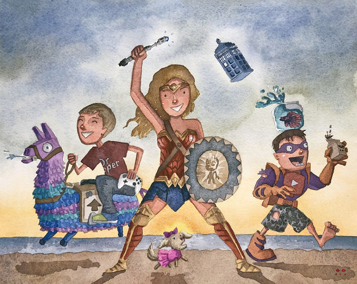 I Created A Watercolor Illustration For My Family's Baby Announcement, And Years Later Custom Illustrations Are My Business