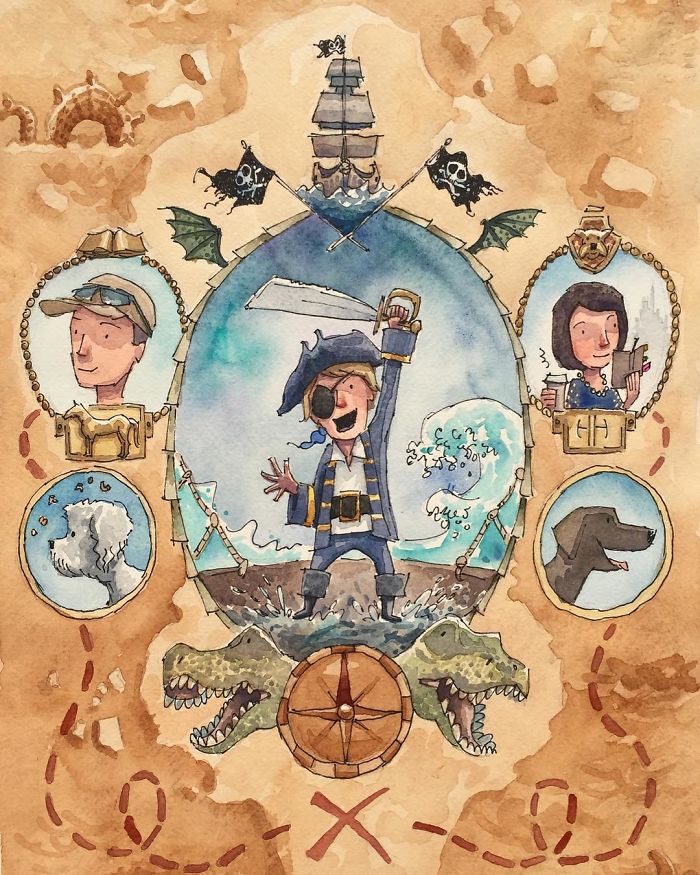 I Created A Watercolor Illustration For My Family's Baby Announcement, And Years Later Custom Illustrations Are My Business