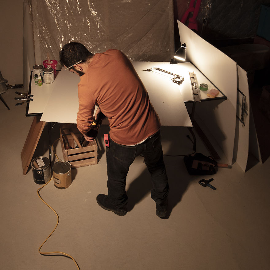 I Transformed A Dirt Road Into A Surreal Workshop Using Foam Boards And Other Props I Transformed A Dirt Road Into A Surreal Workshop Using Foam Boards And Other Props