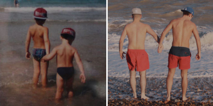 My Brother And I Recreated Childhood Photos As A Gift To Our Mom On Her 50th Birthday