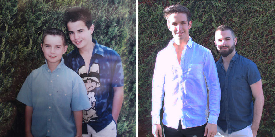 My Brother And I Recreated Childhood Photos As A Gift To Our Mom On Her 50th Birthday