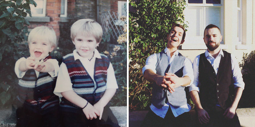 My Brother And I Recreated Childhood Photos As A Gift To Our Mom On Her 50th Birthday