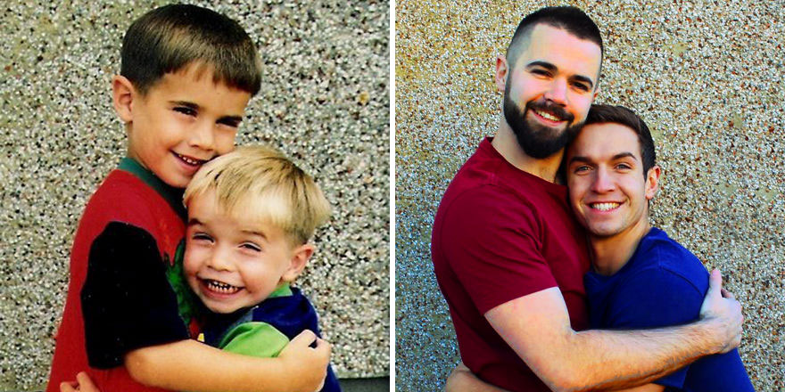 My Brother And I Recreated Childhood Photos As A Gift To Our Mom On Her 50th Birthday