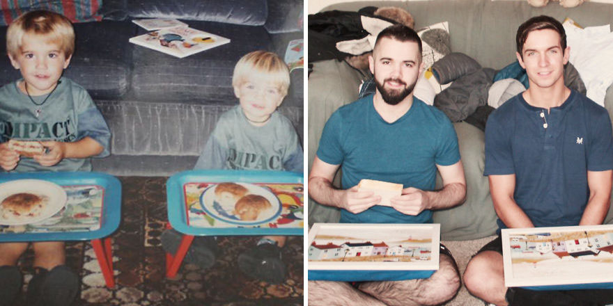 My Brother And I Recreated Childhood Photos As A Gift To Our Mom On Her 50th Birthday