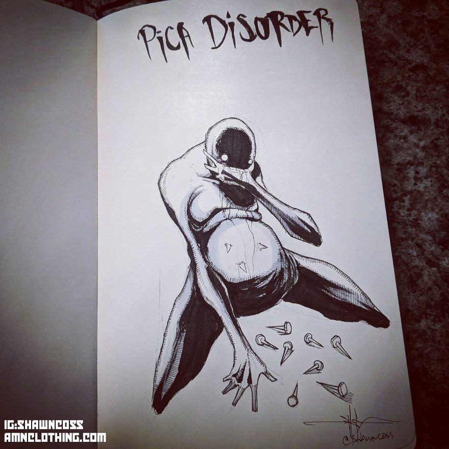 Illustration depicting Pica Disorder for mental illness awareness and fighting stigma.