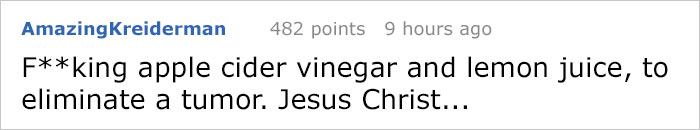 Internet User Waiting For Tumor Surgery Gets Advice From Alternative Medicine Advocate, But Someone Shuts It Down