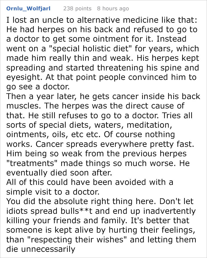 Internet User Waiting For Tumor Surgery Gets Advice From Alternative Medicine Advocate, But Someone Shuts It Down