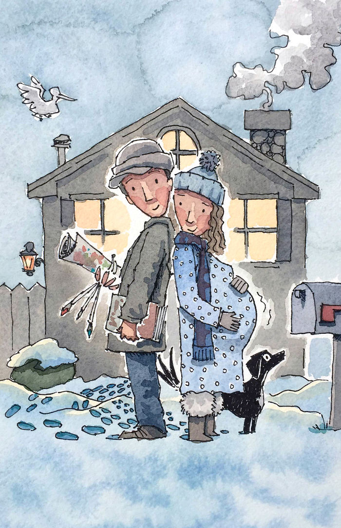 I Created A Watercolor Illustration For My Family's Baby Announcement, And Years Later Custom Illustrations Are My Business