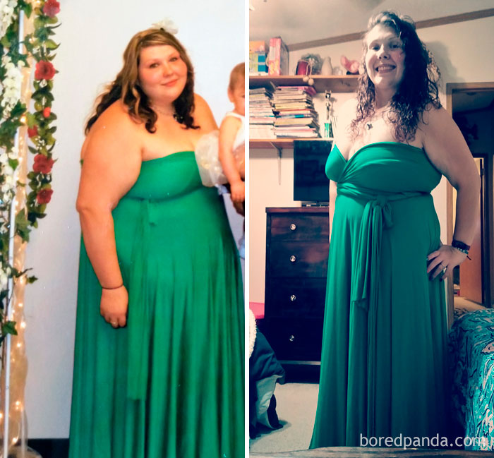Lost 112 Lbs In 1,5 Years. This Is A Picture Of Me On My Wedding Day In The Dress I Got Married In. Here Is Me Is The Same Dress Now