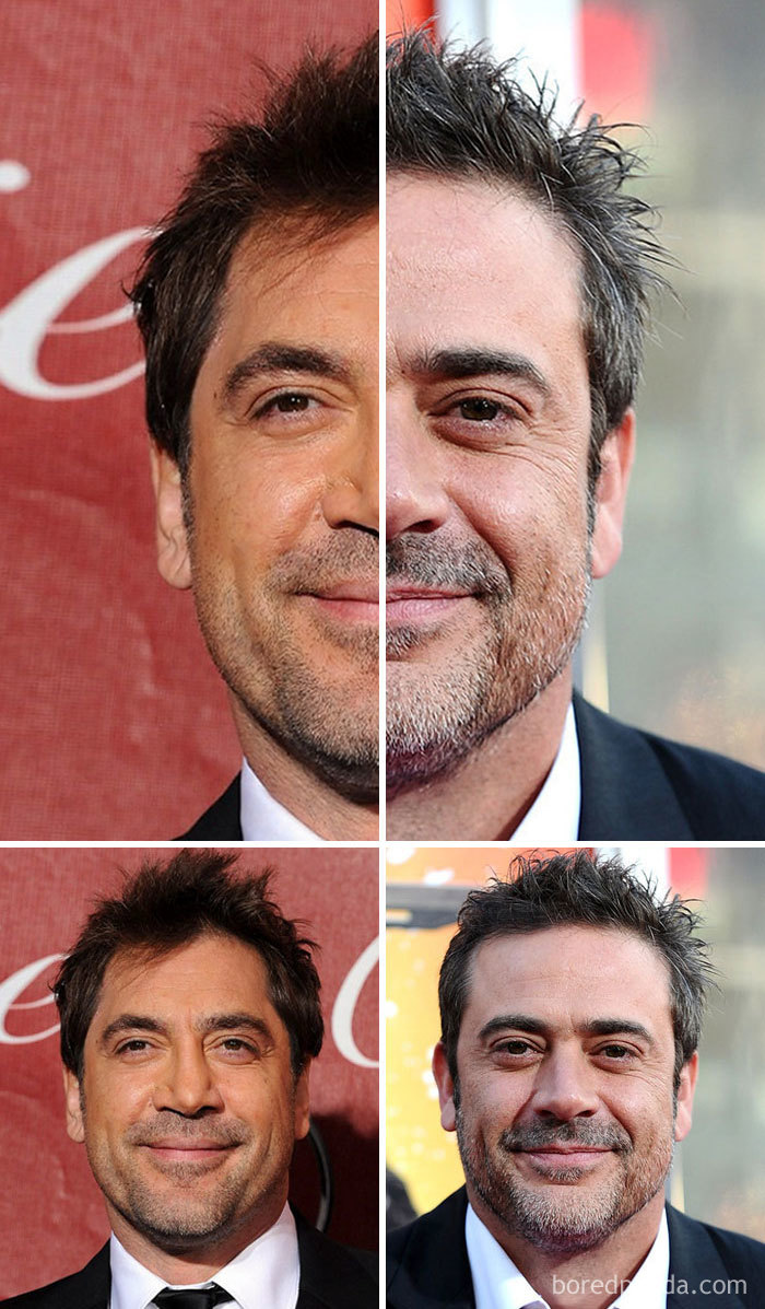 Side-by-side stitched photos of celebrity lookalikes showing striking resemblance and facial similarities. Side-by-side stitched photos of celebrity lookalikes showing striking resemblance and facial similarities.