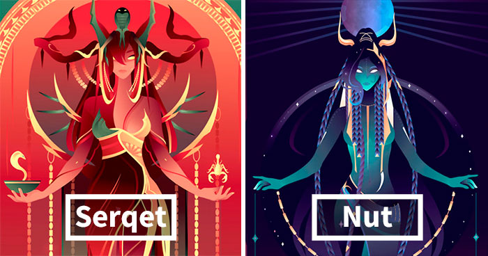 I Recreated Illustrations Of Old Magnificent Egyptian Gods and Goddesses