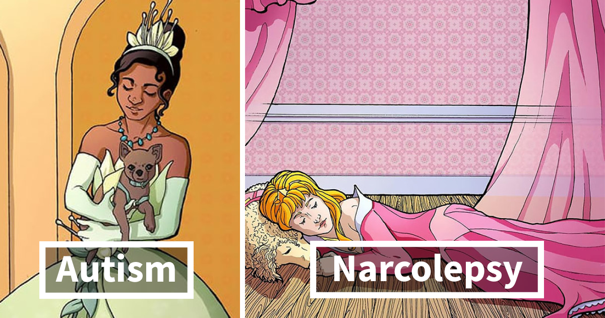 Artist Gives Disney Princesses Disabilities And Disorders To Advocate An Important Message