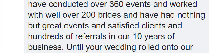 Bride Posts Rude Comment About Event Planning Company So They Reveal All The Details