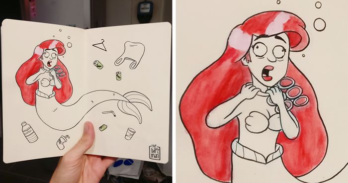 For This Inktober I Drew What Would Happen If Disney Characters & Superheroes Faced Ecological Disasters