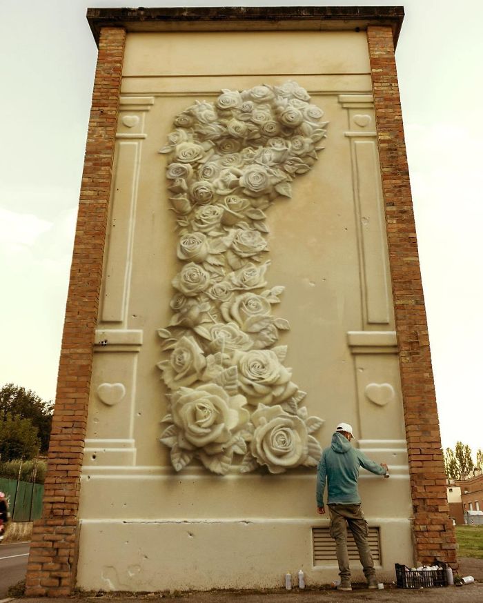 Artist Creates 'Huge' Flower Fist With Just Spray Paint