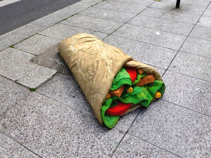 Artist Turns Abandoned Mattresses Into Food Sculptures