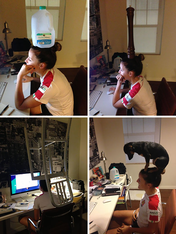 Sometimes When I Get Bored I Balance Things On My Wife's Head