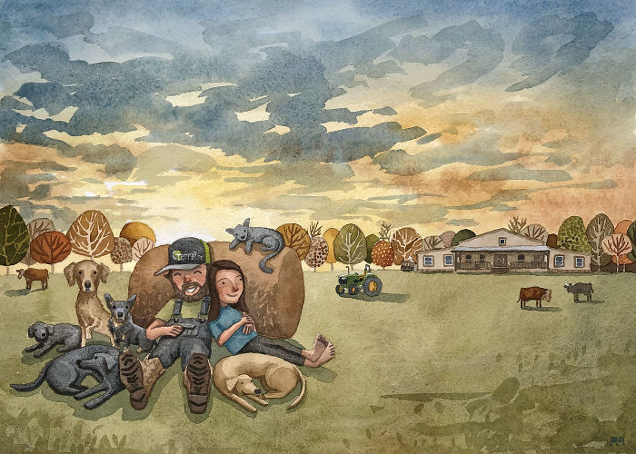 I Created A Watercolor Illustration For My Family's Baby Announcement, And Years Later Custom Illustrations Are My Business