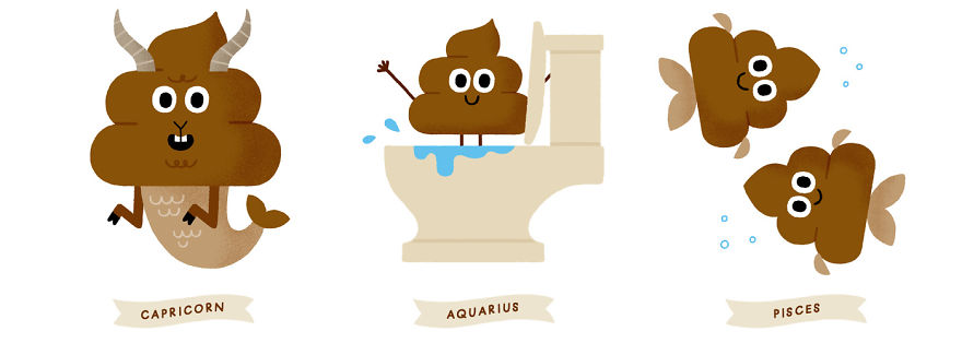 Being The Great Poop Artist That I Am, I Combined 2 Beloved Things: Poop And Zodiac Signs