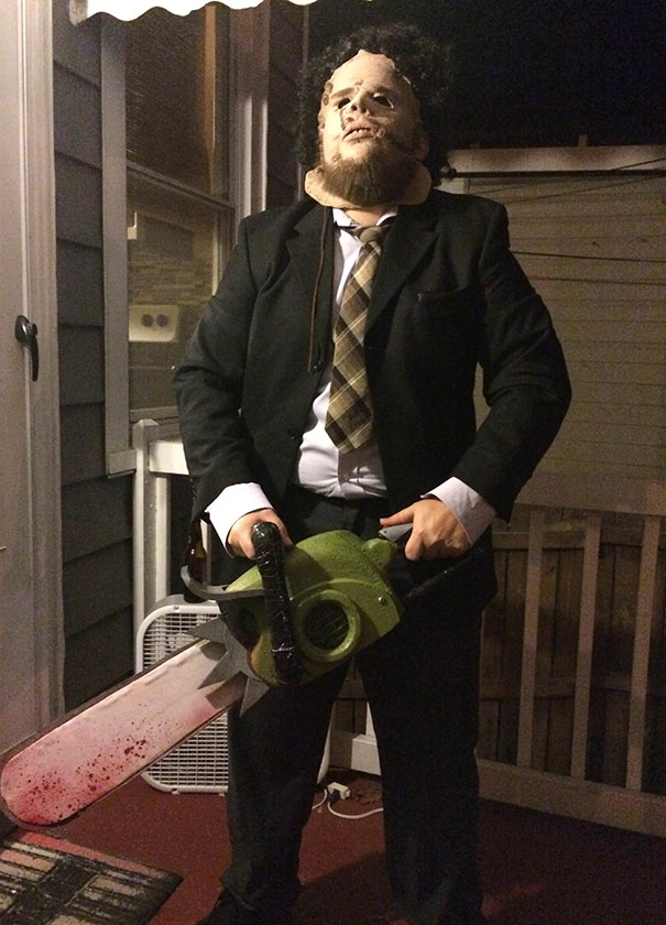 Last Year I Went As Leather Face, But I Made A Mask Of My Face