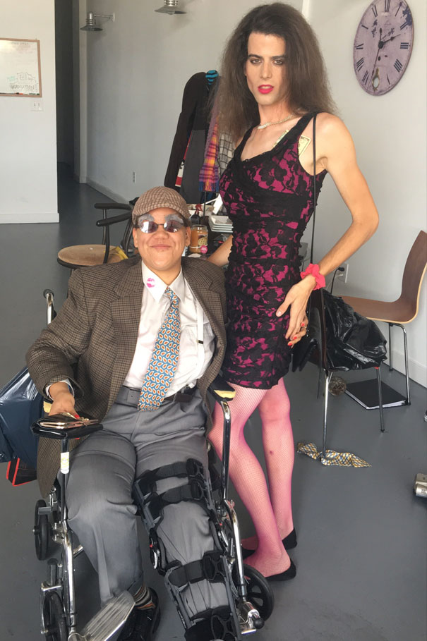 My Friend Tore Her ACL, MCL And Meniscus A Week Ago. She Thought She Wouldn't Be Able To Go Out For Halloween. I Told Her If She Dressed Up As An Old Rich Man, I'd Dress Up As Her Escort And Wheel Her Around Downtown All Night. No Regrets