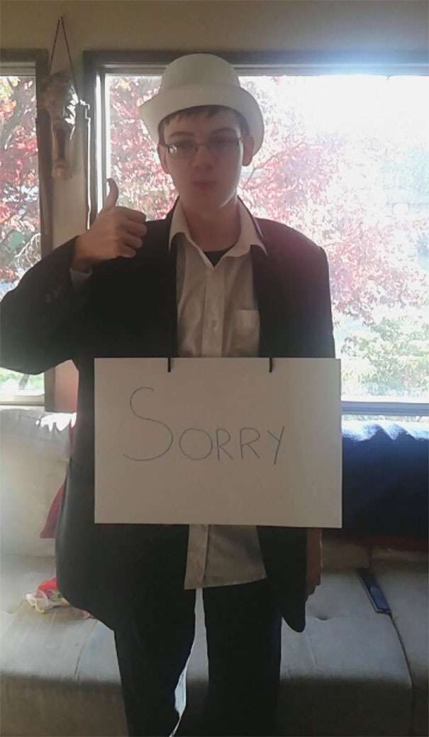 My Little Brother Has Autism, He Thinks A Little Differently Than The Rest Of Us.. This Year He Decided To Be A Formal Apology