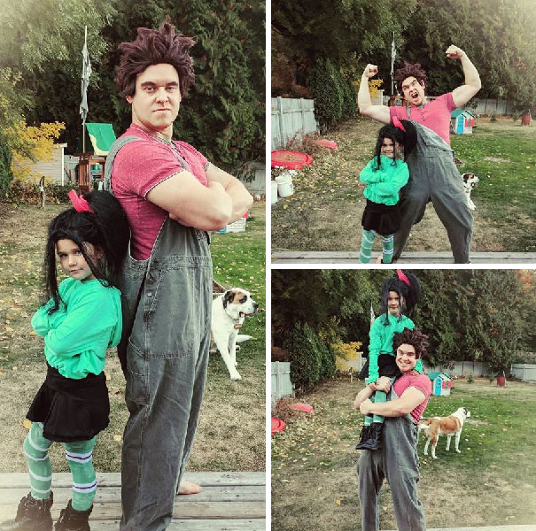 Dad And Daughter Do Wreck-It-Ralph And Vanellope For Halloween