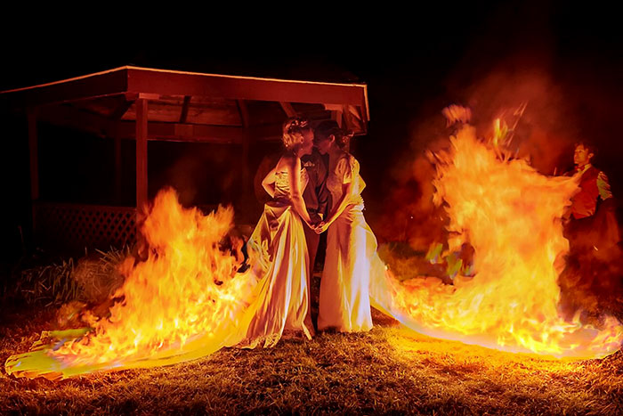 Brides Surprise Their Guests By Setting Their Wedding Dresses On Fire And Then Posing For Some Hot Pics