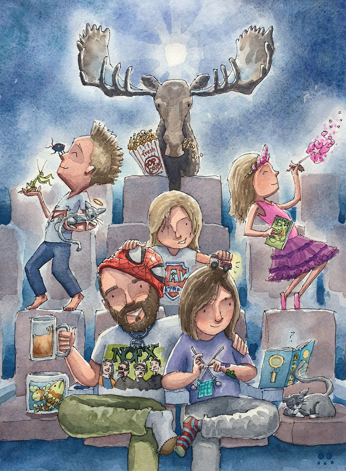 I Created A Watercolor Illustration For My Family's Baby Announcement, And Years Later Custom Illustrations Are My Business