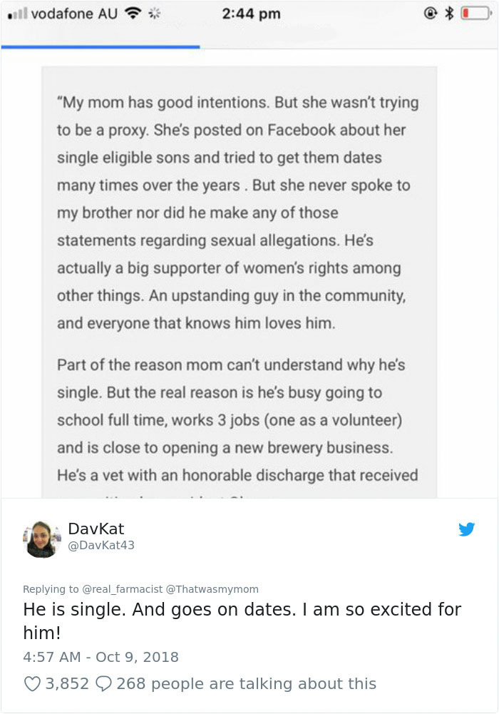 Mom Says Son Doesn't Go On Dates Because Of Feminism And Fake Sexual Accusations, And It Hilariously Backfires