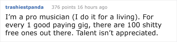 Restaurant Asks Musicians To Perform For Free, And This Musician's Epic Reply Goes Viral Restaurant Asks Musicians To Perform For Free, And This Musician's Epic Reply Goes Viral