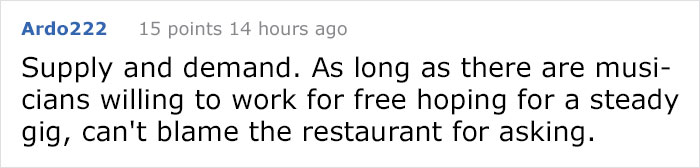 Restaurant Asks Musicians To Perform For Free, And This Musician's Epic Reply Goes Viral